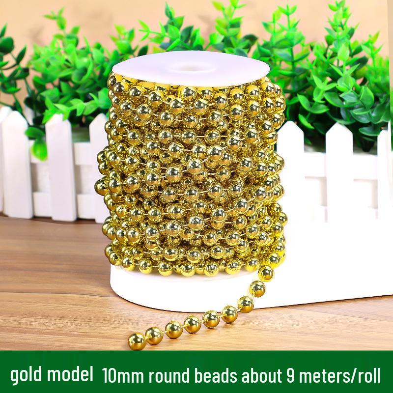 Gold & Silver Electroplated Bead String for DIY Christmas Tree Decorations