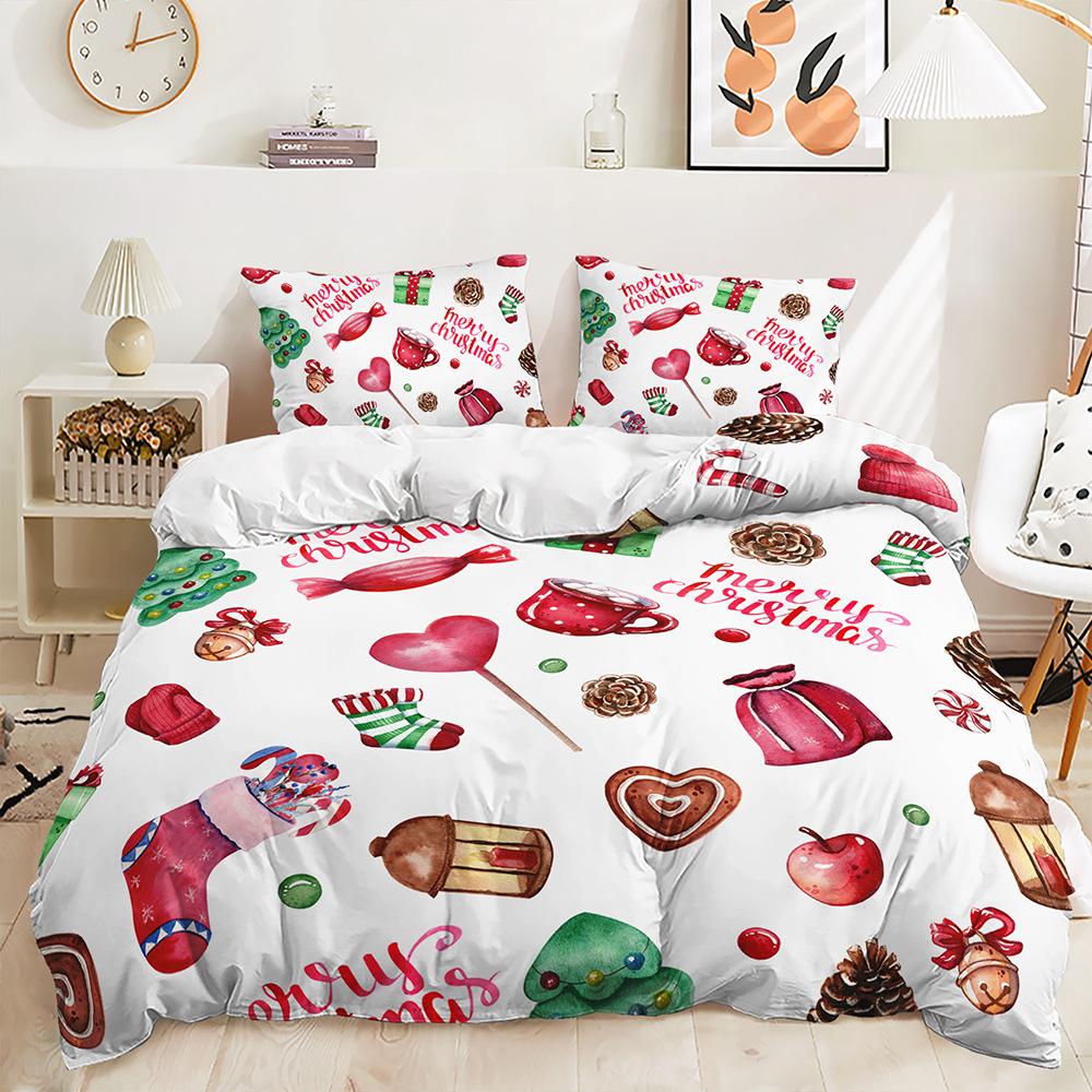 Рождественский комплект квилтов из трех предметов Комплект постельного белья из двух предметов