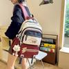 Women's Large Capacity Baackpack Color Block Middle School Schoolbag Cartoon Backpack