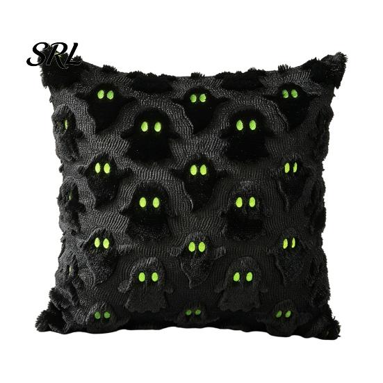 Soft Plush Cushion Covers Halloween Ghost Cover, Embroidered Throw Pillow 18x18 Cozy Living Room Accents Inch Cute Case for Home Sofa Bed Decor Modern