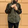 Women Winter Coat Stand Collar Neck Protection Knitted Patchwork Drawstring Hem Zipper Closure