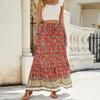 Women's Smocked Floral Maxi Skirts Summer Tube Dresses  Long A Line Pleated Beach Skirt