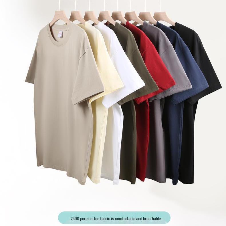 Unisex Heavyweight Pure Cotton Solid Color Short Sleeve Round Neck T-shirt