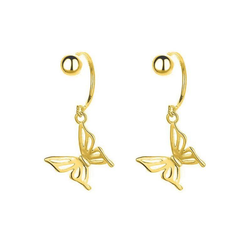 Серьги с полыми бабочками Простые Личность Винтовая застежка U-образные серьги Девушка Милые Умные Танцующие Бабочки Гвоздики для козелка