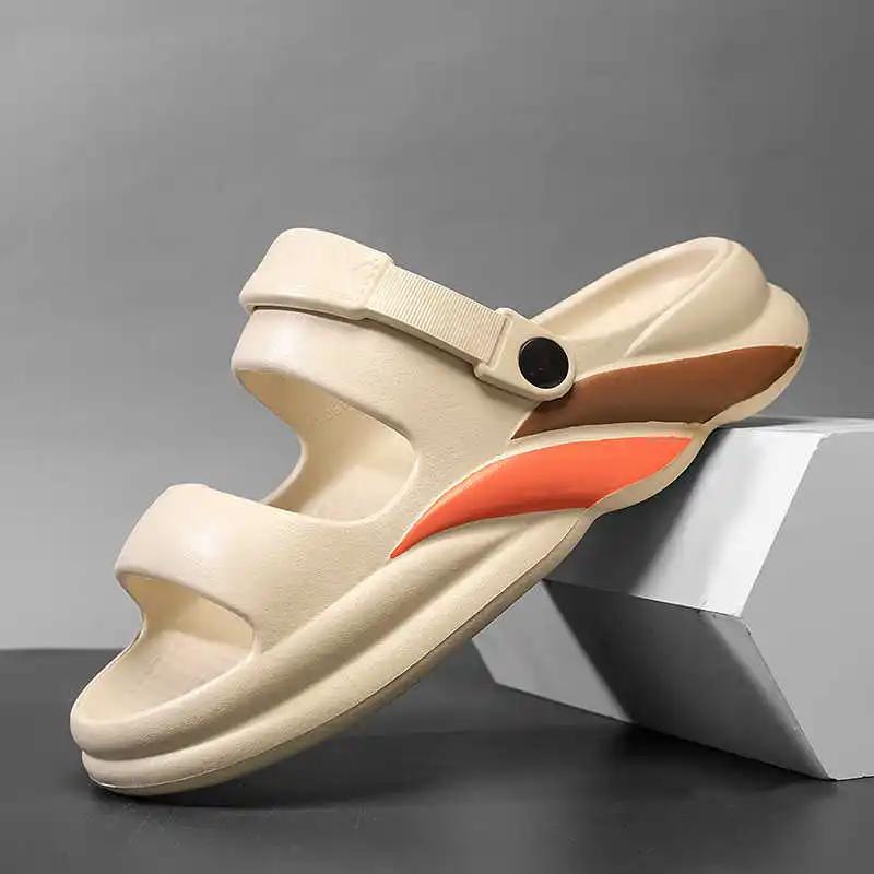 Мужские пляжные сандалии без задника, весенне-осенние, цветные, шлепанцы, обувь, кроссовки, спортивный тренд, люксовый бренд выпускает новые
