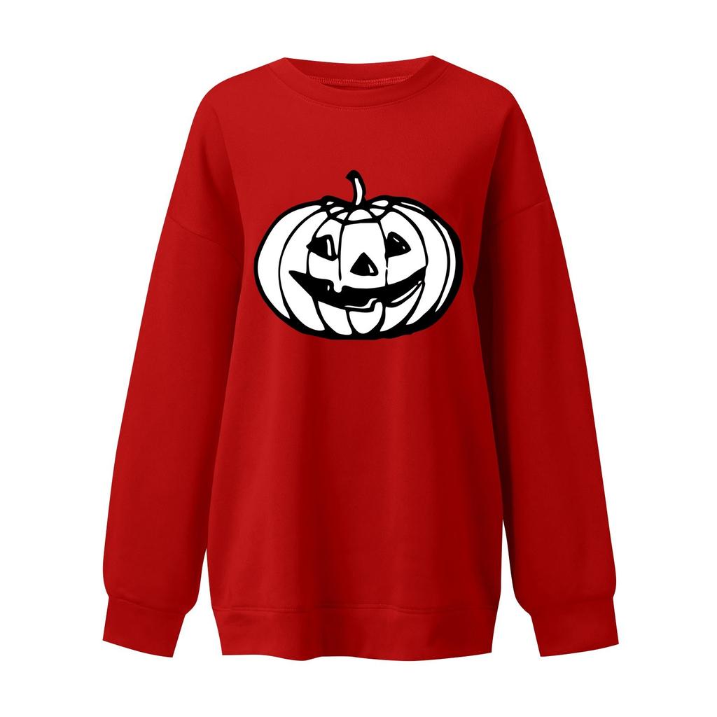 Женские повседневные модные толстовки с длинным рукавом и круглым вырезом с принтом Хэллоуина, пуловер, топ