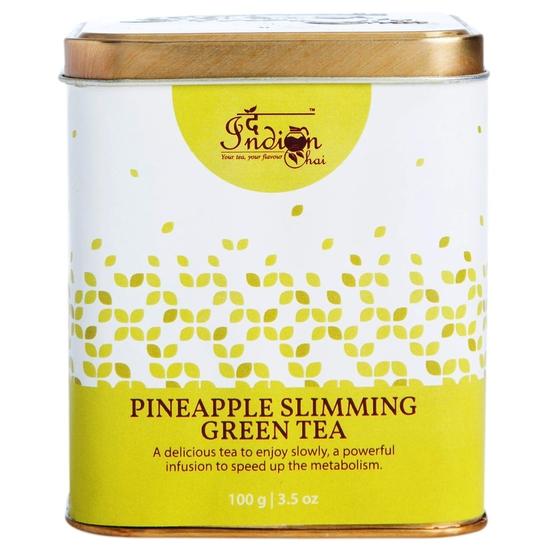 The Indian Chai - Pineapple Slimming Green Tea 100g with Cinnamon Bark for Metabolism, Blood Sugar and Weight Loss