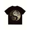 Черная футболка с дизайном Инь-Ян, дерево и луна, повседневная уличная одежда для мужчин