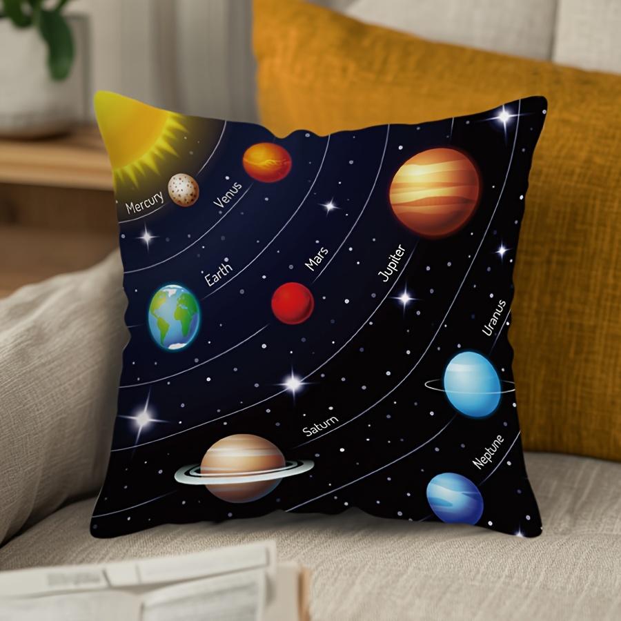 Galaxy-Inspired Throw Pillow Cover - 17.7x17.7 Inch, Polyester, Machine Washable, Zip Closure, Contemporary Style, 1pc