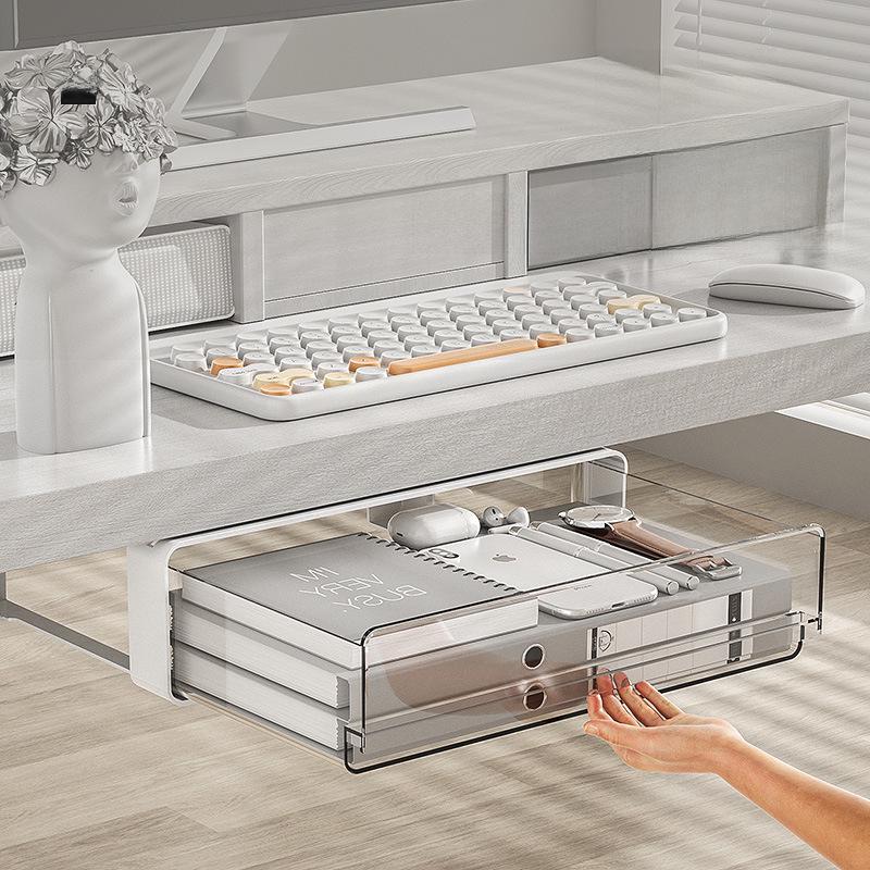 Подвесной пластиковый ящик для хранения офисных принадлежностей и косметики под столом