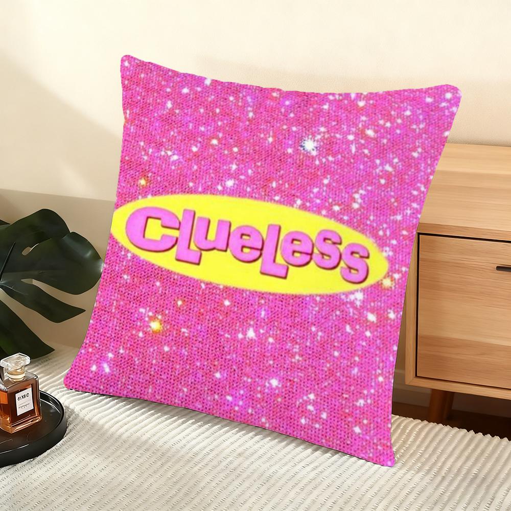 Classic Movie Clueless Cushion Cover Silky Short Plush Home Sofa Cushion Cover - Invisible Zipper Home Decoration