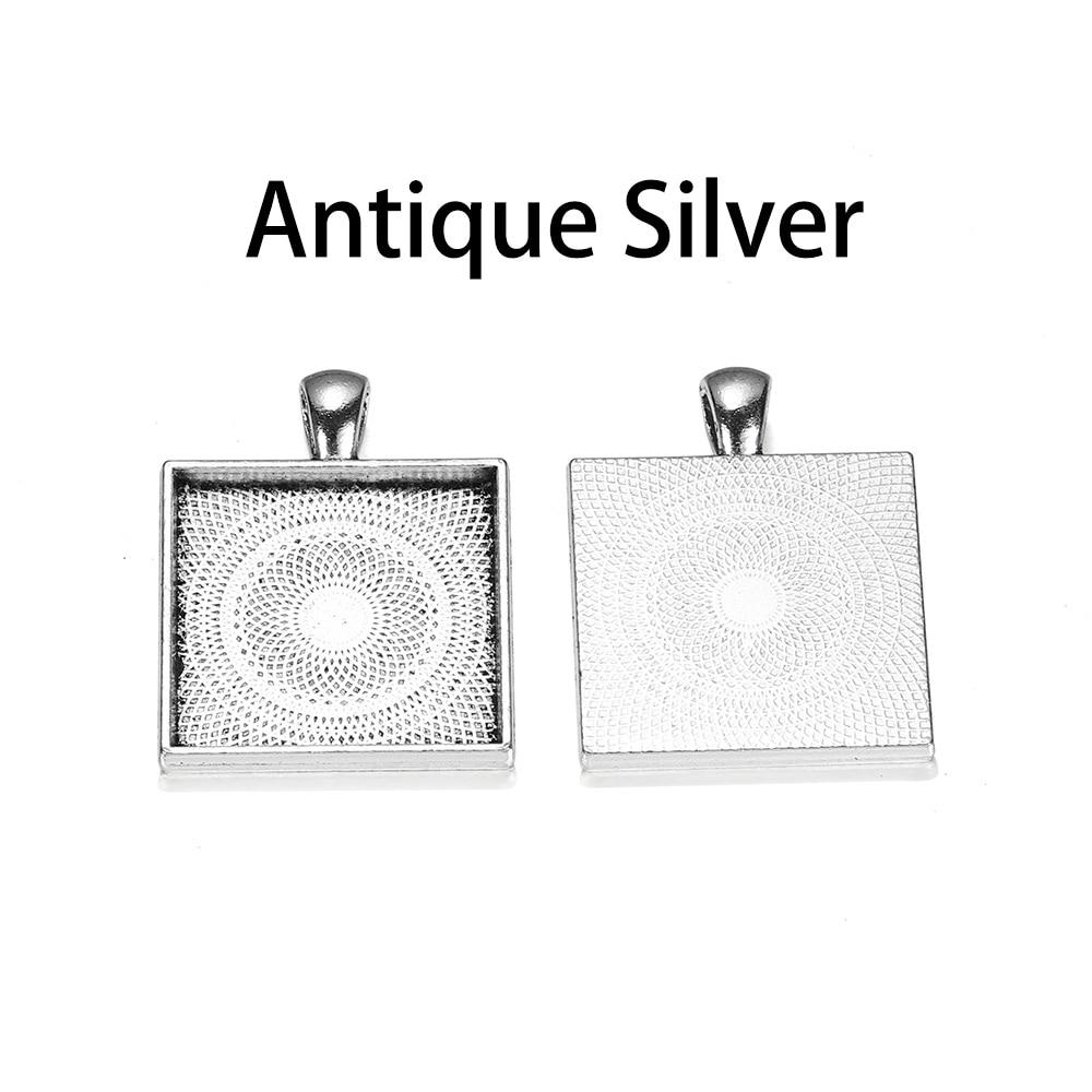 5 шт./лот 25 мм квадратные кабошоны, основы, подвесные рамки, лотки, подходят для стеклянного кабошона 25 мм, изготовление ожерелья своими руками