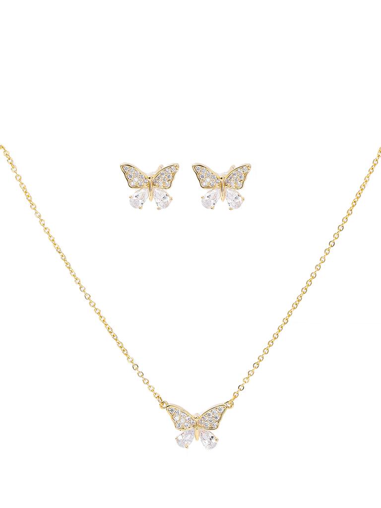 Женские комплекты ювелирных изделий из 2 предметов: подвеска в виде бабочки, серьги-гвоздики, цепочка на ключицу, элегантное ожерелье, серьги, аксессуары для свиданий на годовщину