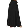 Women Skirt Pants Wide Leg Lace-up Bow High Waist Loose Solid Color A-Big Hem Deep Crotch Full Length Casual Dance Performance Culottes Long Trousers