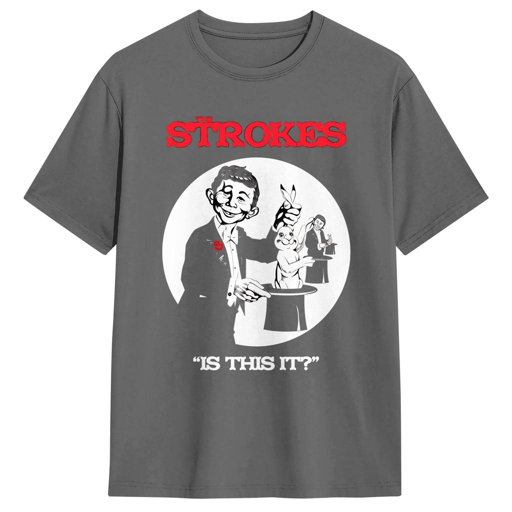 The Strokes Band TShirt Beach Pure Cotton T Shirts For Male Hip Hop Printed Tshirt Short Sleeves Y2K Basic Top Tees