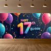 Баннер-фон для вечеринки в честь 17-летия, красно-черные шары, с днем рождения, реквизит для фотосъемки, украшения, принадлежности