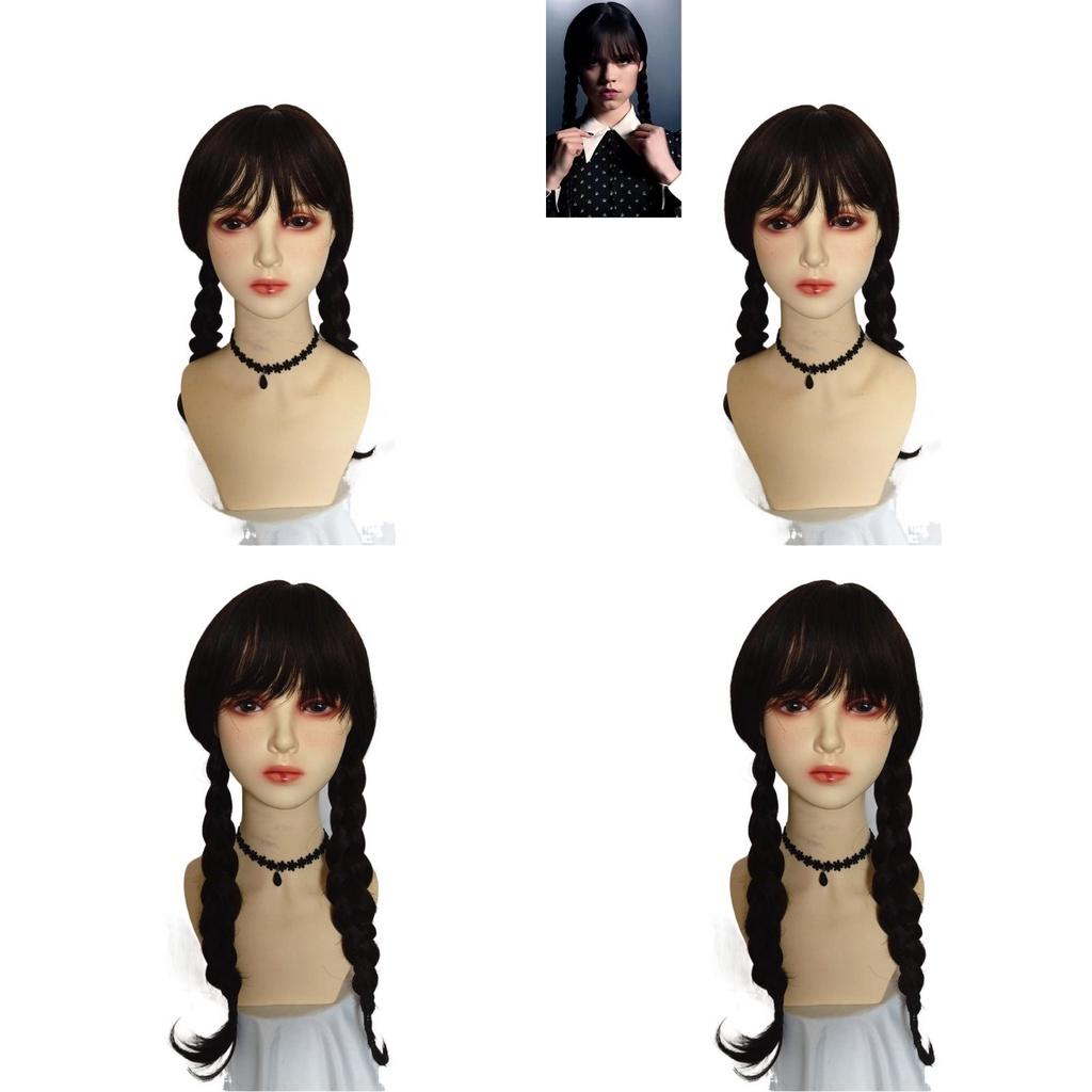 Halloween Wednesday Addams The Addams Family Hair Weaving Girl Wig