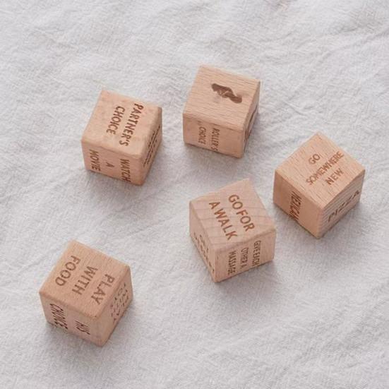1/4Pcs Date Night Dice Couple Food Decision Wooden Dice Games with 12