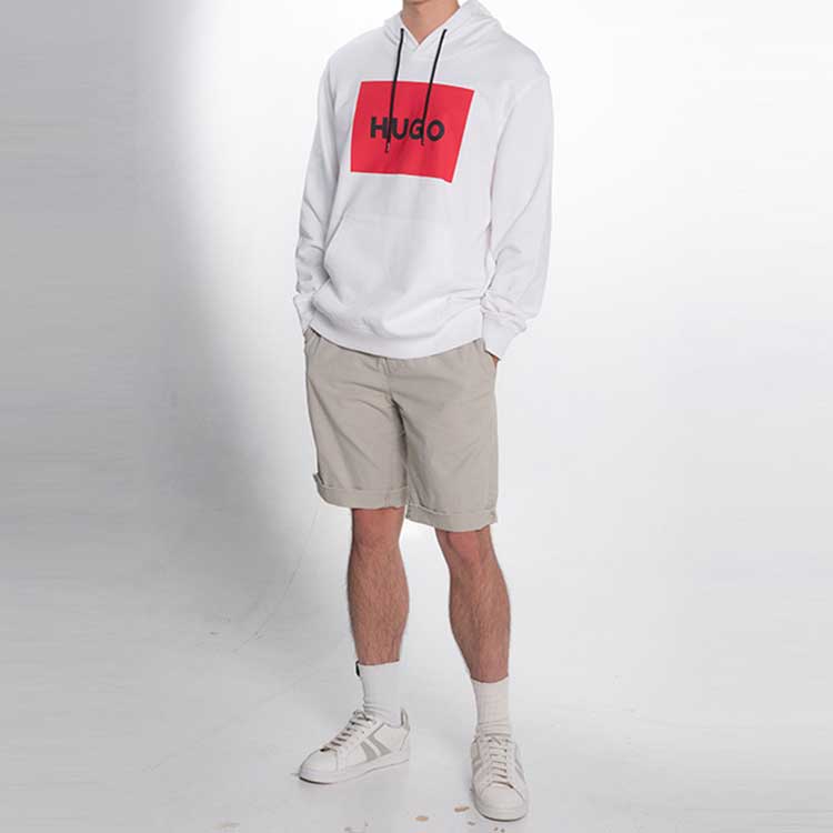 HUGO BOSS Logo Printed Drawstring Hoodie 50473168-100