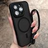 Прозрачный матовый магнитный чехол для iPhone 16 14 13 Mini 15 12 11 Pro Max Plus со шнурком-браслетом Magsafe противоударный бампер