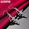 925 Sterling Silver Cross AAA Zircon Drop Earrings Jewelry