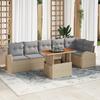 vidaXL 7-piece Garden Sofa Set with Beige Poly Rattan Cushions, vidaXL 2-seater Garden Sofa 3358331