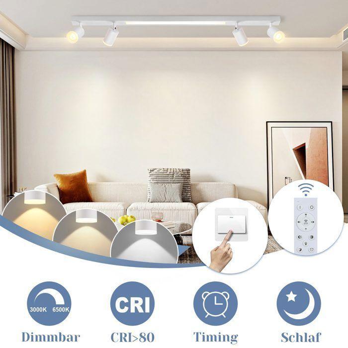 Plafonnier LED - NETTLIFE - 4 spots 38W - Dimmable - Télécommande - 3000-6500K