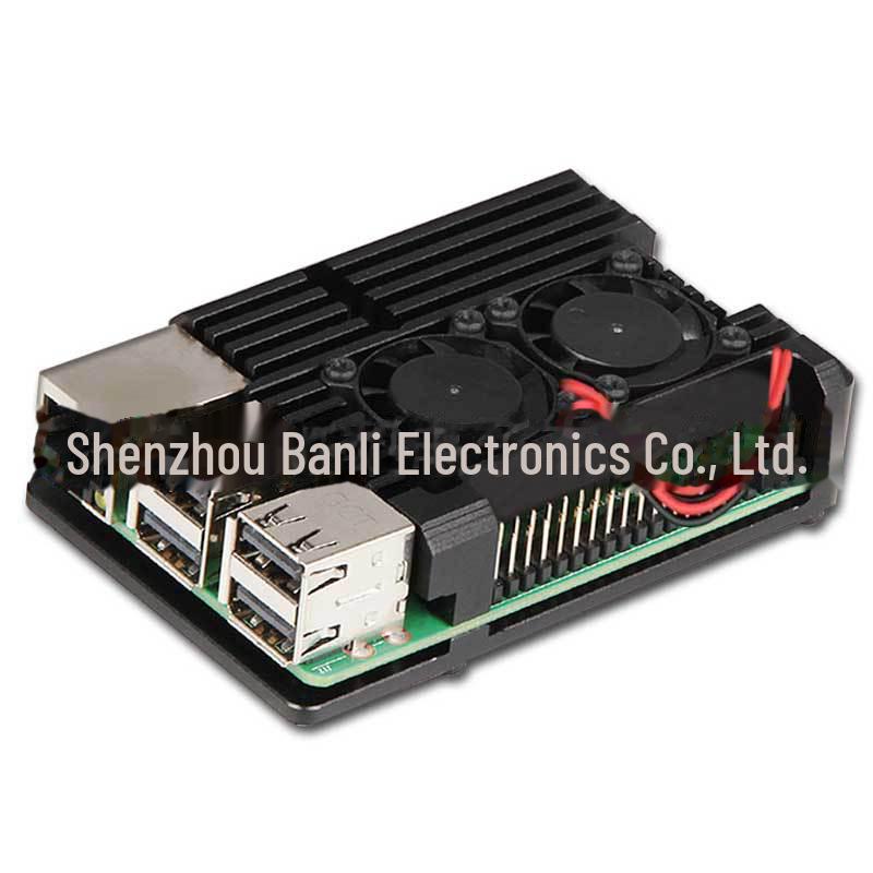 Алюминиевый корпус для Raspberry Pi 3B+/4B с двумя вентиляторами