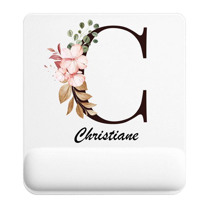Tapis de souris - PLANETEE - Christiane Lettre Fleur - Multicolore - 22x18 cm - 3 mm