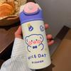 Термобутылка Kawaii Bear, 380 мл для детей, школьных женщин, изолированная чашка из нержавеющей стали с соломой, милые термобутылки для воды