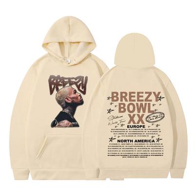 Худи для мужчин и женщин Rapper Chris Brown Breezy Bowl XX Tour 2025, Хип-хоп, Готика, Панк, Пуловер, Зимняя мода, Свитшот, Уличный стиль