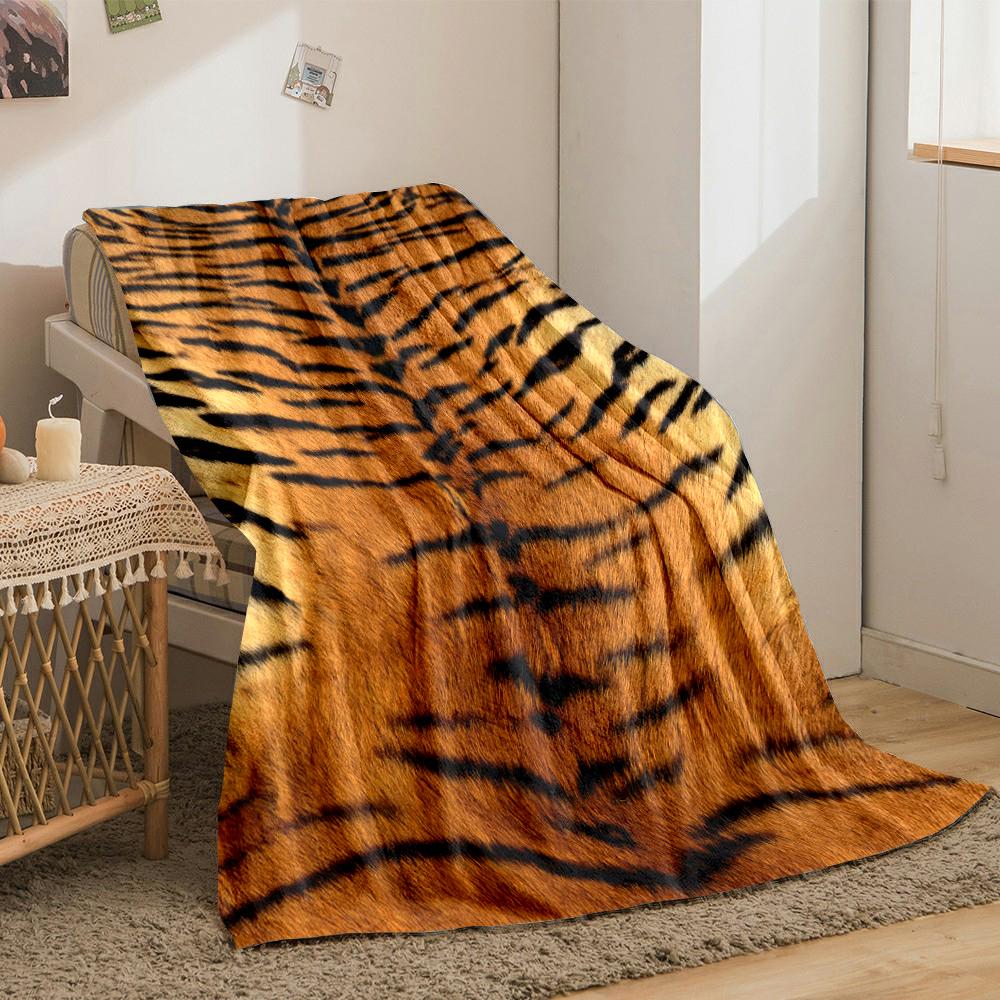 Tiger Stripe Designed Flannel blanket for bedroom, living room, sofa, and nap
