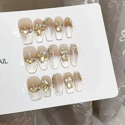 Чисто ручная работа Фототерапия Носимые накладные ногти Кошачий глаз Уголок улицы Лондона Носимые накладные ногти Готовое изделие Многоразовый нейл-арт