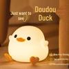 Doudou Duck Silicone Night Light: Rechargeable, Warm Sensor Lamp for Bedside and Night Use