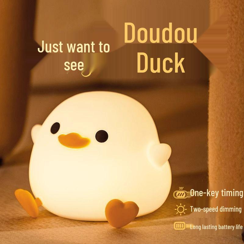 Doudou Duck Silicone Night Light: Rechargeable, Warm Sensor Lamp for Bedside and Night Use