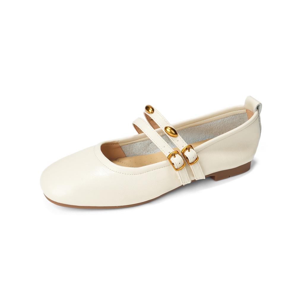 Weiwei Girl 126-1 French Golden Bean Ballet Mary Jane Shoes Women's One-word Egg Roll Flat Bottom Shoes