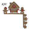 Gingerbread House Decor Christmas Wooden Door Corner Sign, L Shaped Festive Hanging Ornament Indoor Holiday Wall Art for Party, Santa Reindeer