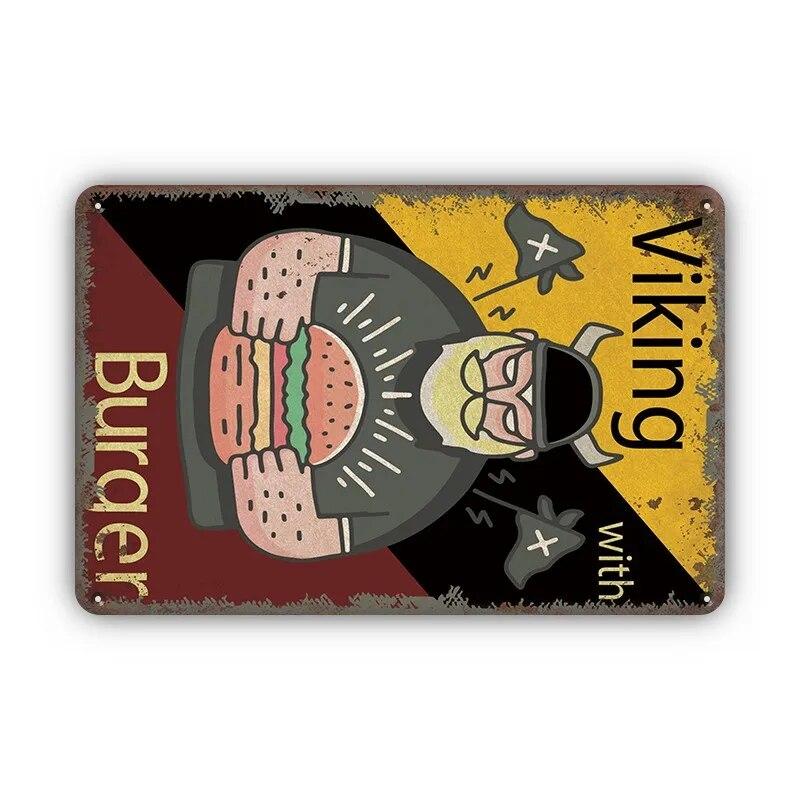Hot Dogs Burgers Pizza Metal Signs Vintage Posters Kitchen Wall Decoration Tin Sign Bar Home Decor Metal Plaques Art Painting