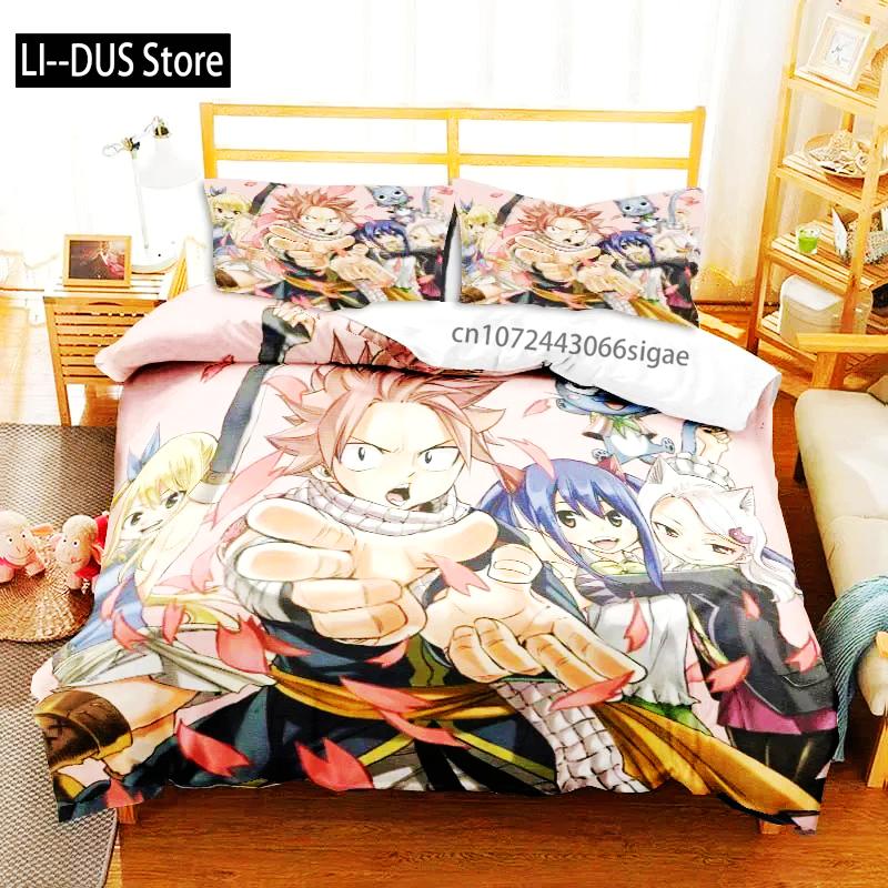 3D аниме Fairy Tail комплект постельного белья кровать из трех предметов пододеяльник односпальная двуспальная кровать пододеяльник размера Queen размер комплект для взрослых мальчиков спальня