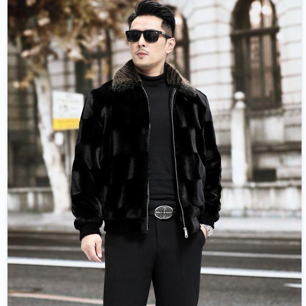 Fur Coat for Men's Mink Fur Coat for Whole Mink Men's Winter Gold Mink Fur Coat