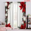 2pcs,2D Plane Printing Contemporary Curtains Christmas Baubles Pine Branches Red Bows (4) Polyester Easy Install (without Rod)