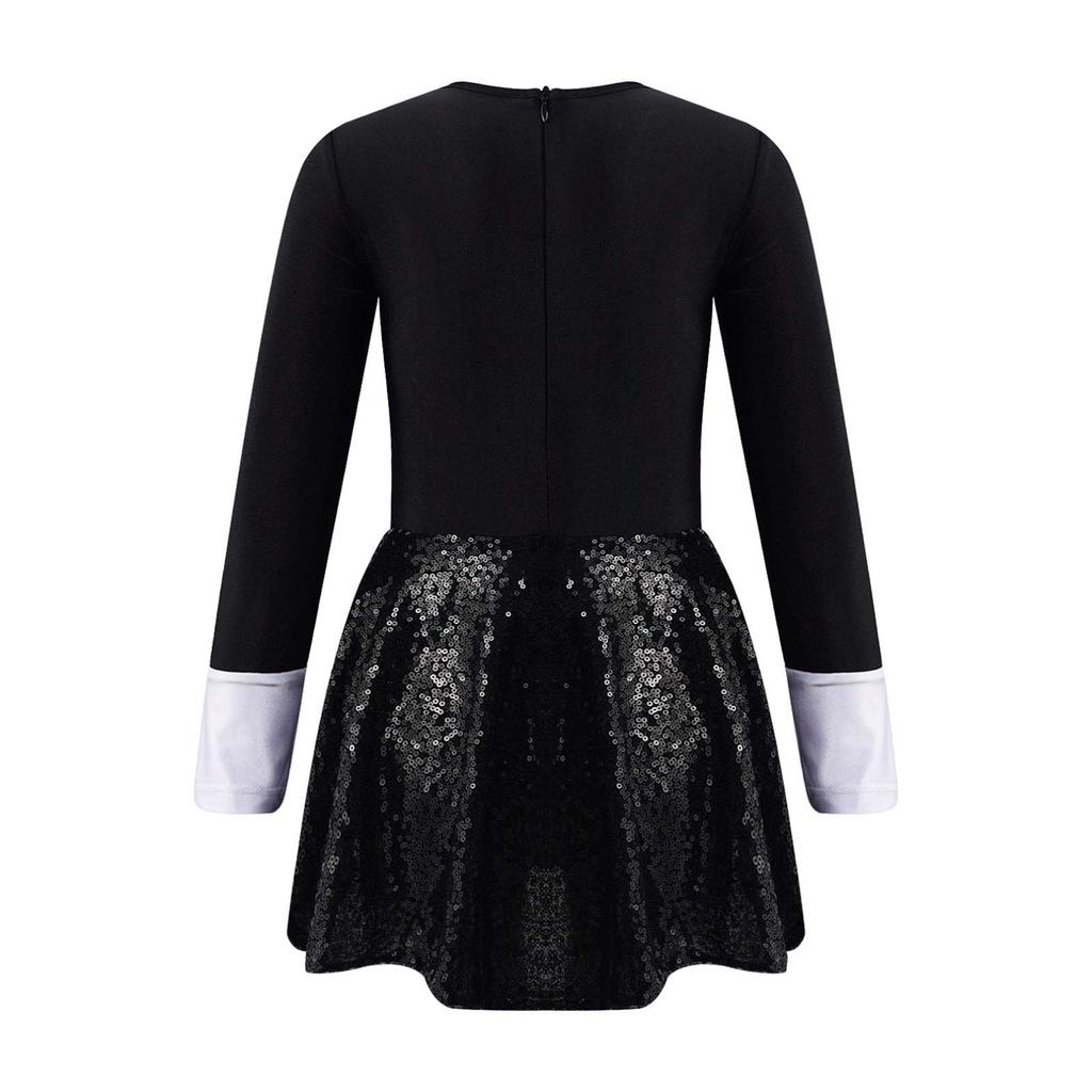 Детское трико с блестками для девочек, платье для бальных танцев, купальник с круглым вырезом и длинными рукавами, танцевальная одежда, современный джазовый костюм