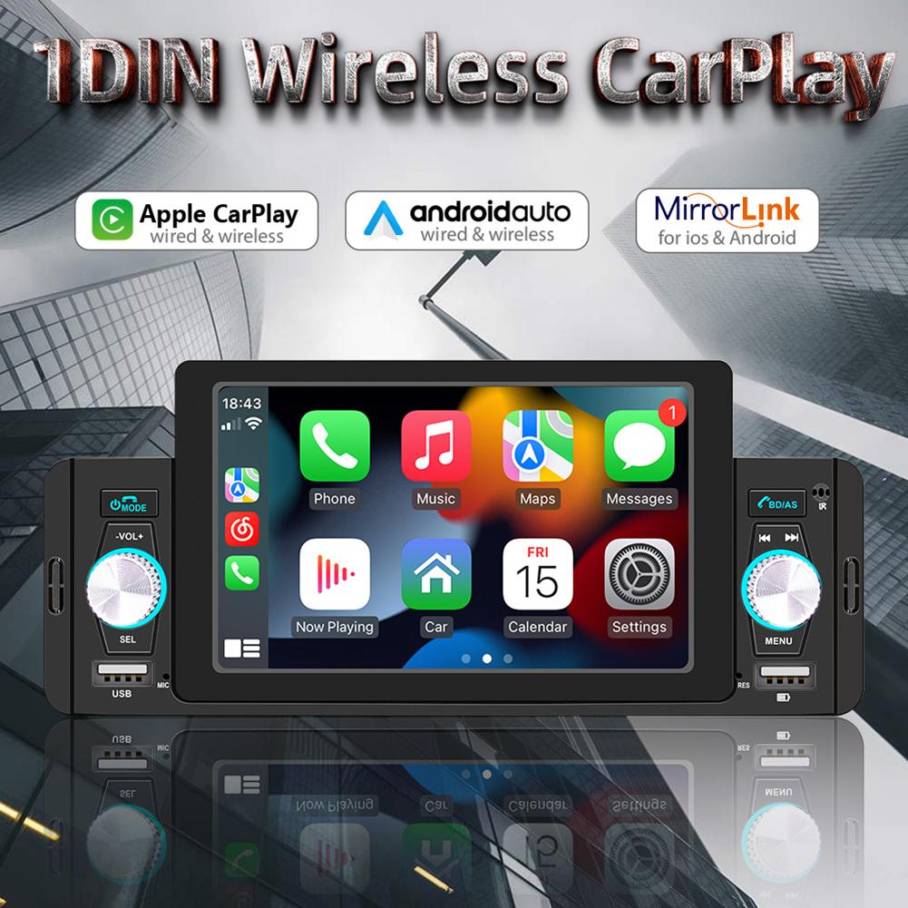 DAB Single Din Car Stereo Radio 5Inch Touchscreen Car Audio Radio Compatible with Bluetooth TF USB MP5 Player Frequency Modulation