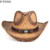 Ковбойская шляпа в стиле вестерн, летняя мужская и женская соломенная пляжная кепка из рафии ручной работы, модная шляпа от солнца с широкими полями в стиле пастушки, сомбреро Hombre