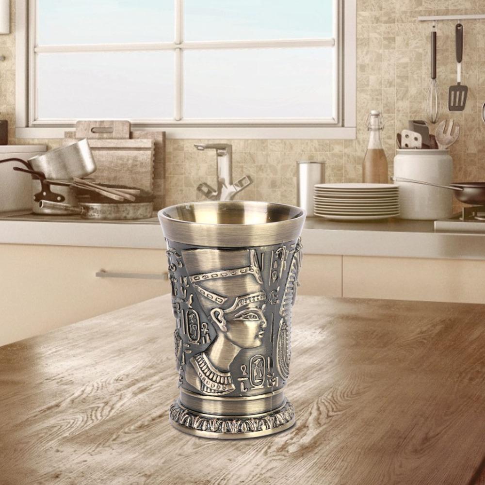 Mini Egypt Style Goblet Embossed Carving Embossed Mini Cup Metal Wine Cup Wedding Celebration