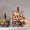 Portable Plastic Food Storage Box Round Keep Fresh Cereal Grain Organizer Moisture-Proof with Lid Nut Coffee Bean Jar for Home