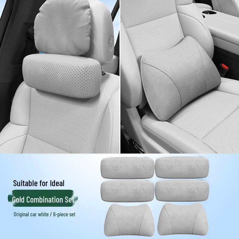 Li Auto L6-L9 MEGA Headrest Neck & Lumbar Support Pillow in Suede – Soft Car Interior Accessory