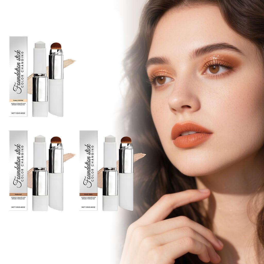 2-in-1 Color-Changing Foundation Stick, Matte Sheer Foundation, Lightweight Natural Fit for Oily and Dry Skin