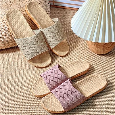 Новые модные вязаные женские льняные тапочки