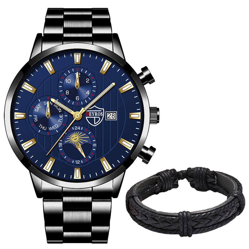 Мужские модные спортивные наручные часы класса люкс мужские деловые кварцевые часы из нержавеющей стали мужские повседневные часы с кожаным браслетом светящиеся часы